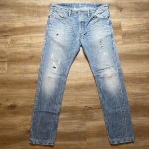 Diesel Shioner Jeans Men 31x30 Blue Slim Skinny Fit Light Wash Distressed 0823V